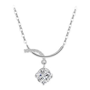 蒂芙星钻铂金PT950培育钻石项链小众四爪圆钻项链轻奢精致送礼物