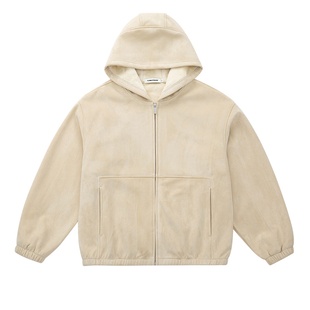 CLIMAX VISION仿麂皮绒ROW风廓形宽松开衫连帽卫衣外套