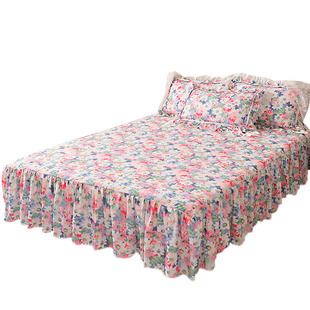 田园风小碎花全棉床裙单件纯棉少女心180x200防尘防滑席梦思床罩