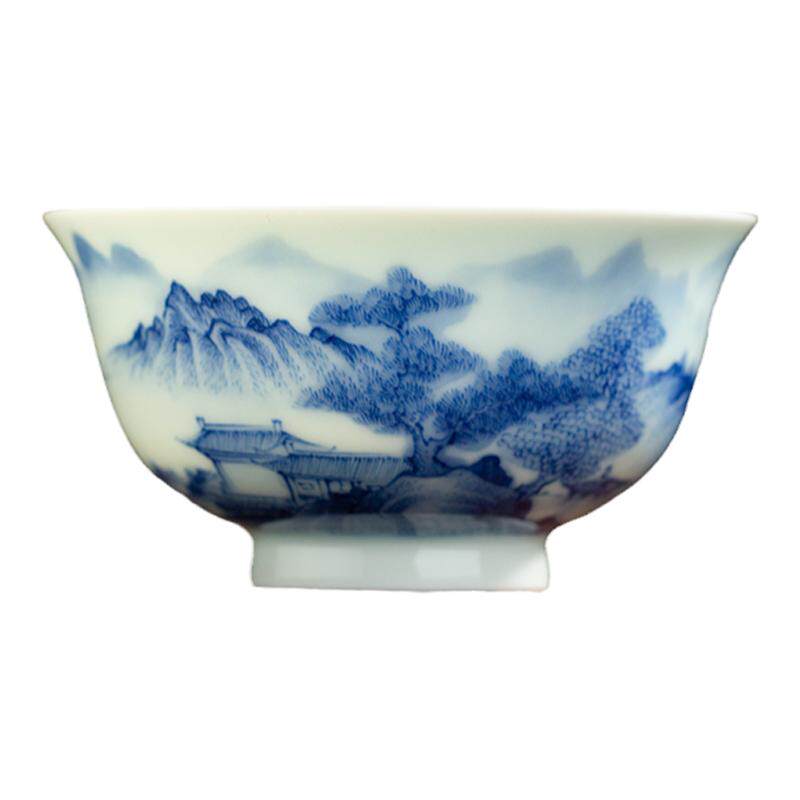 青花手绘玉瓷普洱茶杯