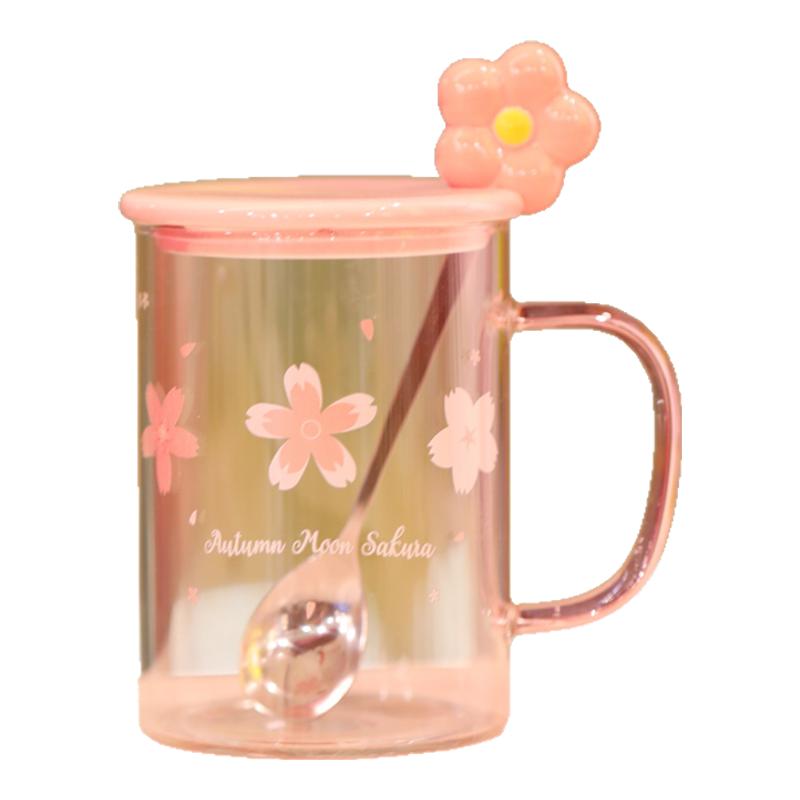 樱花玻璃杯子高硼硅耐高温马克杯玻璃杯