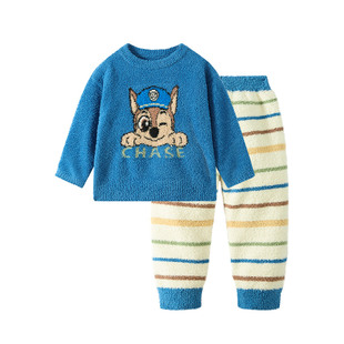 汪汪队男童半边绒睡衣秋冬儿童加绒家居服套装宝宝红色年服保暖衣