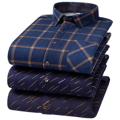 金盾男士加绒加厚冬季保暖衬衣