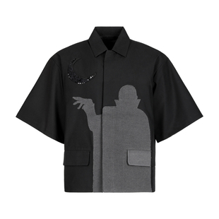 SAINT MASTER Undercover吸血鬼羊毛短袖衬衫夹克拼接亮片西装