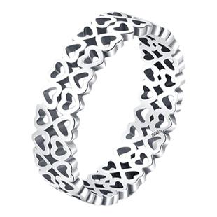 MODIAN S925纯银镂空爱心戒指欧美复古时尚ins流行通勤风心形指环