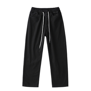 STC美式黑色直筒宽松运动休闲百搭抽绳跳舞男女滑板嘻哈hipho长裤