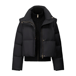 FF仿佛冬季新款黑色立领羽绒马甲女两件套短款小个子