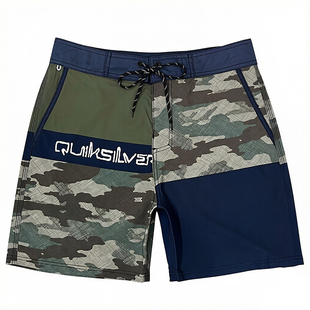 Quiksilver迷彩速干沙滩裤男士冲浪游泳运动短裤2026夏休闲四分裤