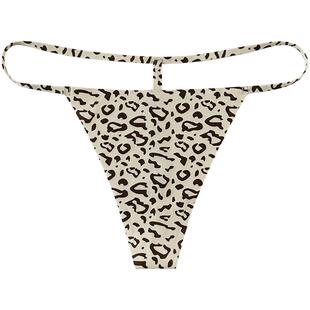 豹纹无痕内裤女2024新款棉裆性感纯欲t字裤透气大码中低腰三角裤