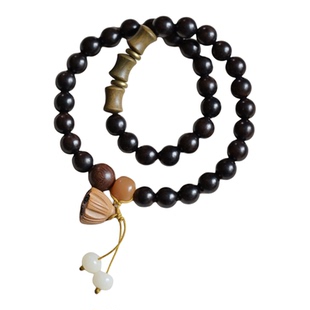 异木石行黑檀双圈手链国风木质佛珠手串清雅禅意小众设计感手饰男