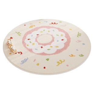 卡通可爱地毯儿童房间圆形地垫可爱女孩脚垫卧室阅读区床边圆毯