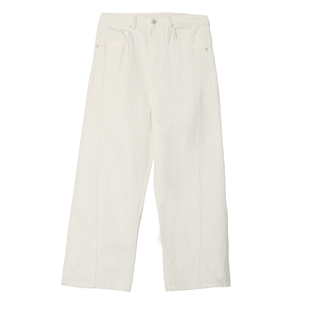 朴术男装春秋季新品纯棉质垂感白色百搭宽松透气直筒休闲牛仔裤子