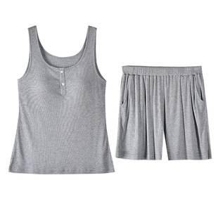 乌拉拉公主莫代尔带胸垫睡衣女夏季高级灰短袖长裤25年新款家居服