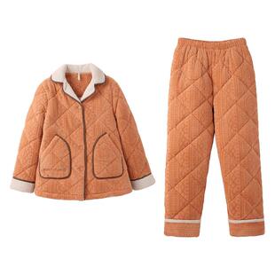 安之伴新款情侣睡衣冬季加厚三层夹棉女保暖珊瑚绒休闲男士家居服