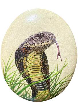 石头摆件中式书房手绘