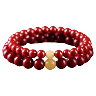 保真原矿朱砂手串女款鸡油黄蜜蜡串珠转运珠手链情侣本命年礼物