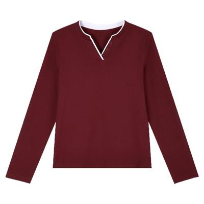 正肩v领长袖t恤女秋季可内搭外穿