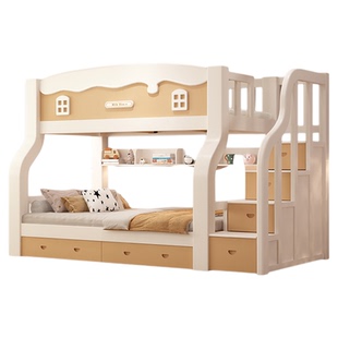 实木上下床双层床两层高低床双人床上下铺木床儿童床子母床组合床