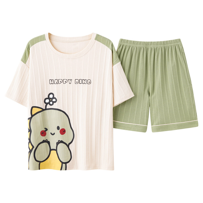 情侣棉可爱卡通短袖家居服套装