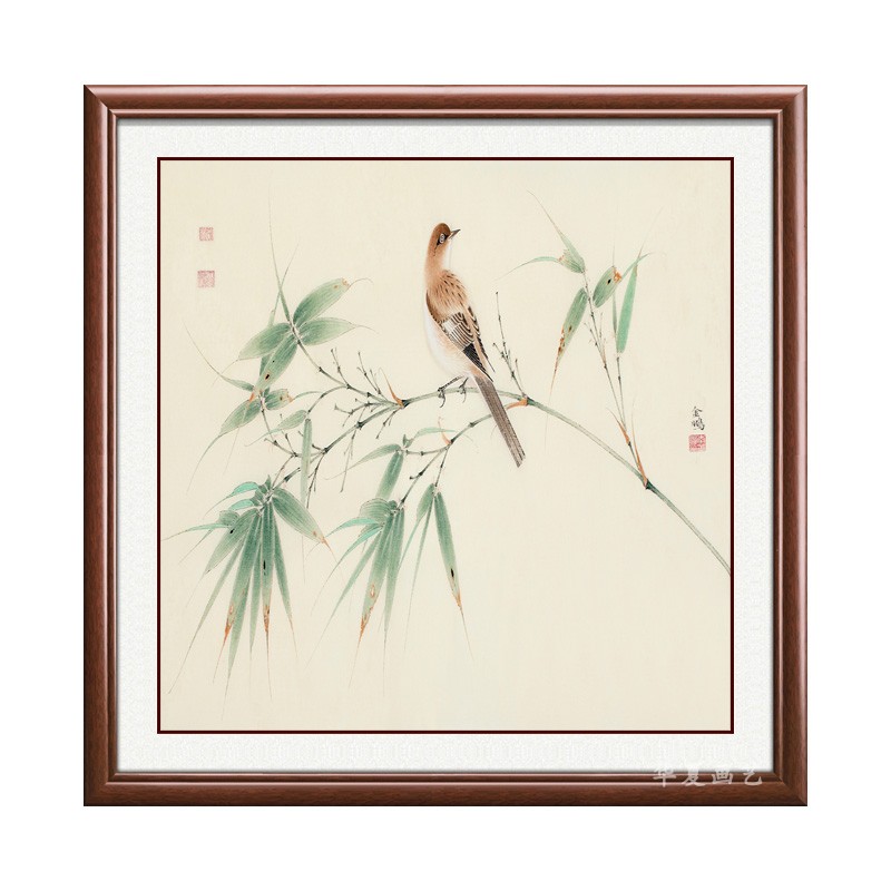 餐厅玄关新中式竹报平安镇宅挂画