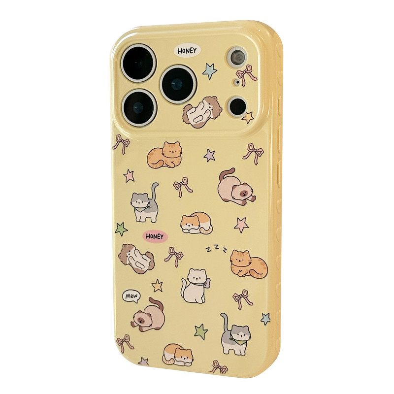 奶黄少女可爱猫咪星球适用苹果17promax趣味软萌手机壳iphone16全包15防摔猫咪图案13软套童趣保护壳12