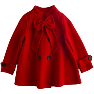 女童双面呢羊绒大衣儿童毛呢外套短款中小童宝宝呢子大衣童装洋气