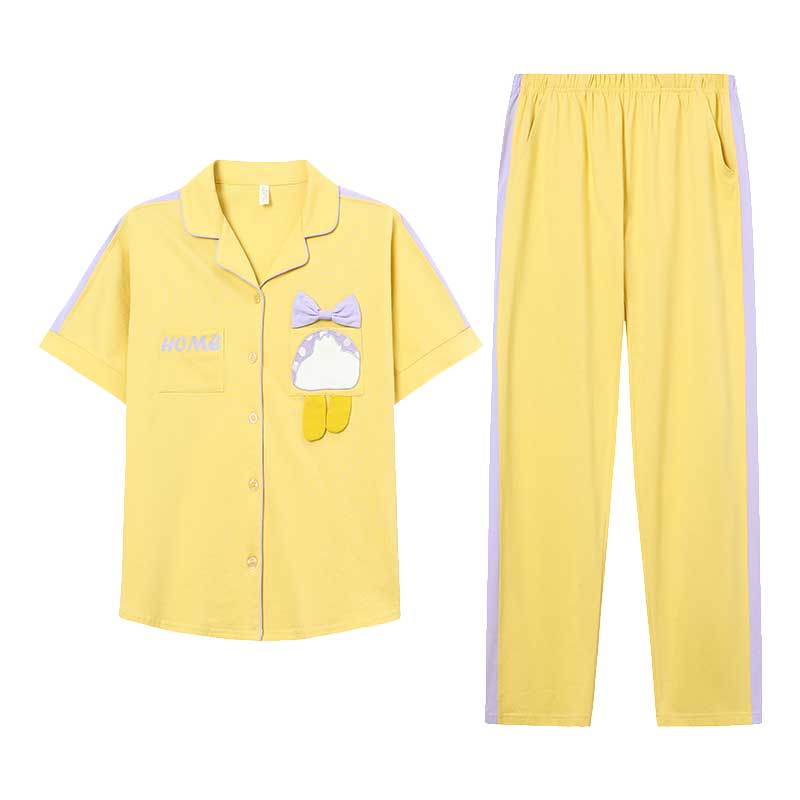 纯棉睡衣女夏天短袖长裤空调服