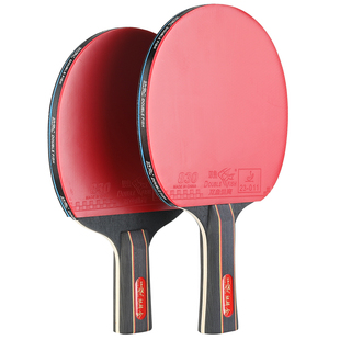 双鱼乒乓球拍麒麟金红标纯木底板进攻型高弹双反胶快攻弧圈专业拍