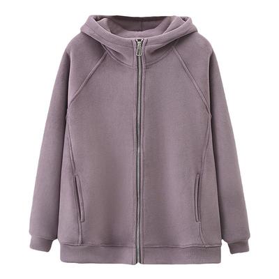 大码外套双面绒加厚连帽拉链卫衣