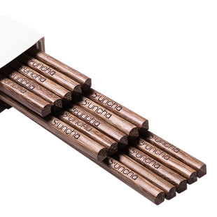 双枪筷子家用高档实木质防滑耐高温家庭餐具无漆无蜡精品鸡翅木筷