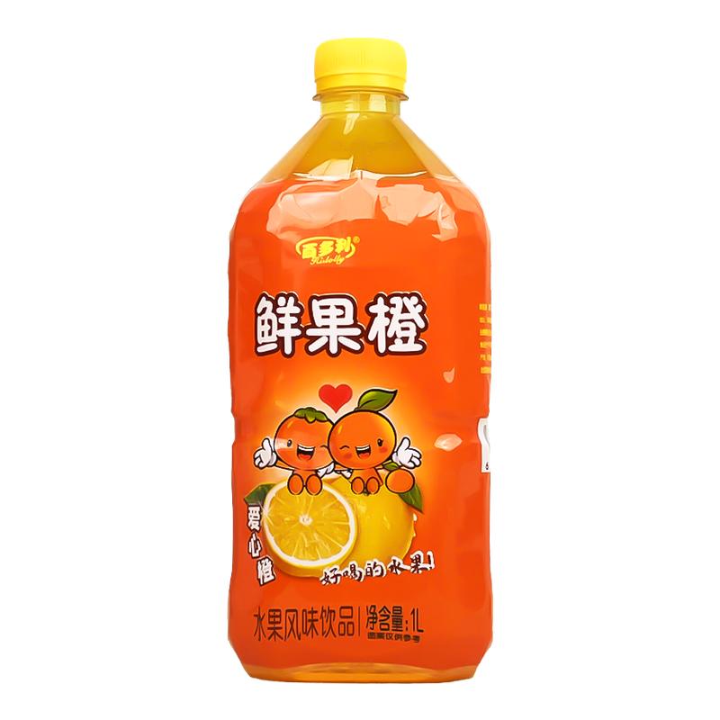 百多利鲜果橙大瓶水果风味饮料清爽解渴橙汁1L*12瓶整箱批发装