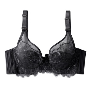 浪漫春天无痕内衣女大胸显小超薄款收副乳聚拢兔耳朵软钢圈文胸