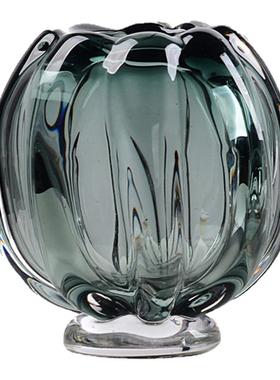 加厚花瓣琉璃花瓶现代轻奢高级感样板房餐桌客厅玻璃鲜花装饰摆件