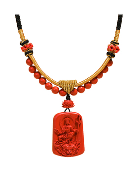 九华山地藏王朱砂原石吊坠