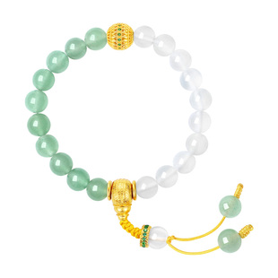 周大生转珠阁竹烟波月手串纯银S925新中式玉髓手饰送女友生日礼物