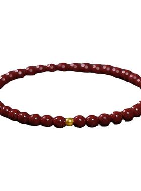 天然朱砂手串转运珠男女本命年手链红绳镀金生日礼物夏季饰品