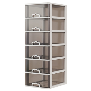 梳妆台办公桌面塑料收纳架盒柜抽屉式化妆品透明大容量整理箱置物