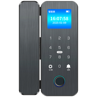玻璃门指纹锁双开门单门双门免开孔办公室智能电子密码门锁门禁锁