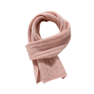 秋冬新款绞花山羊绒小围巾女加厚扭花针织短款围脖亲子/情侣百搭