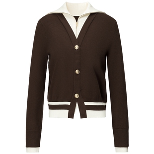 FF仿佛针织衫女美拉德假两件设计感2025秋季新款撞色套头长袖上衣