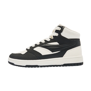 乔丹高帮板鞋运动鞋女2026年新款革面百搭休闲女滑板鞋黑粉撞色鞋