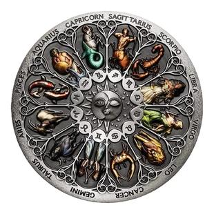 欧美十二星座纪念币镶钻硬币塔罗许愿太阳神纪念币金银币摆件
