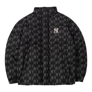 MLB羽绒服男女同款NY复古老花满标运动休闲立领保暖外套3ADJM0236
