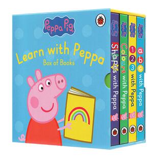 小猪佩奇启蒙纸板书 Peppa Pig Shapes/Colours/ABC/123 粉红猪小妹英文原版 初级认知学习 纸板书4册 儿童认知启蒙学习英文版