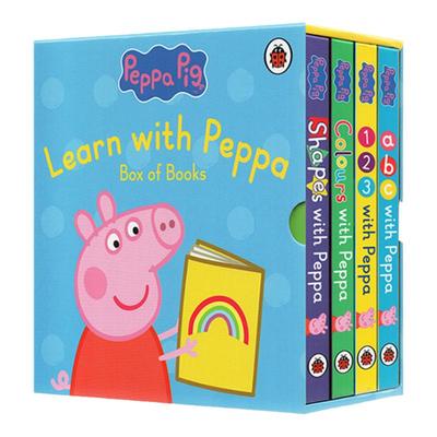 小猪佩奇启蒙纸板书 Peppa Pig Shapes/Colours/ABC/123 粉红猪小妹英文原版 初级认知学习 纸板书4册 儿童认知启蒙学习英文版