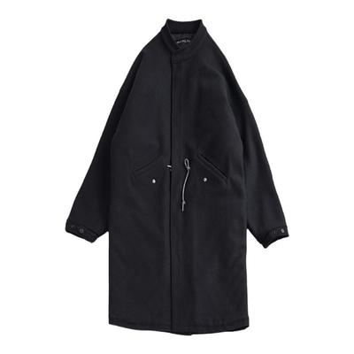 hualun加厚黑色呢子大衣冬季