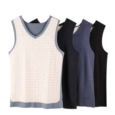 浪莎保暖背心男冬季德绒羊毛发热