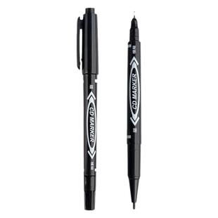 勾线笔美术专用小双头记号笔黑色幼儿园儿童绘画涂鸦笔小学生水性细头勾边笔粗细两头油性笔防水不掉色描边笔