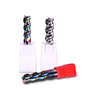 进口U型槽钨钢立铣刀DLC七彩涂层3刃高效铝用刀CNC加长合金平底刀