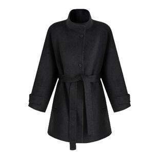 SeRinaBlue2026秋春季新款气质翻领女士羊毛大衣中长款双面呢外套